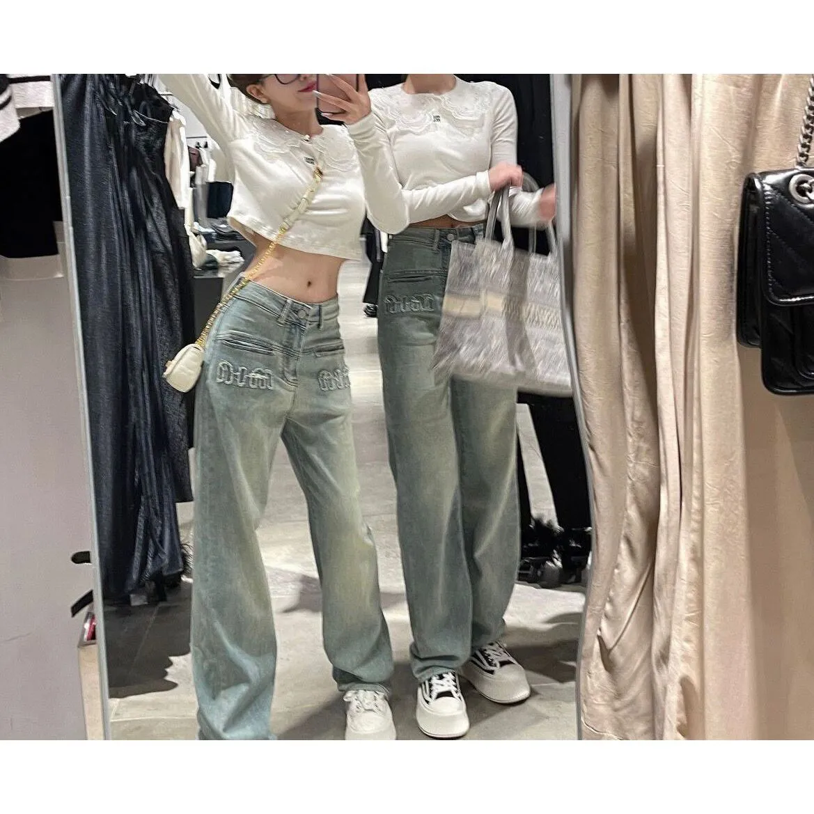 『XS-XL』新登場 韓国系 レトロ デニム ファッション ハイウエスト 合わせやすい 細見せ 女 ボトムス