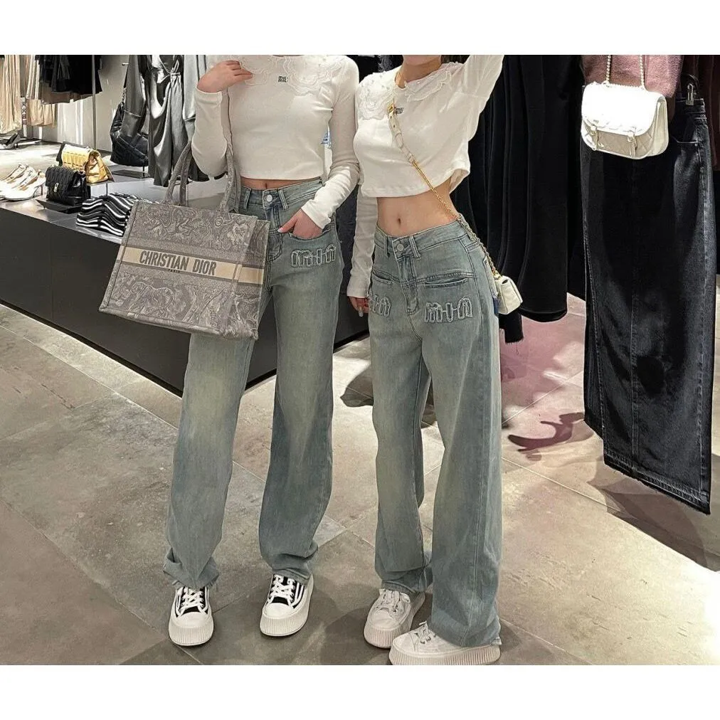 『XS-XL』新登場 韓国系 レトロ デニム ファッション ハイウエスト 合わせやすい 細見せ 女 ボトムス