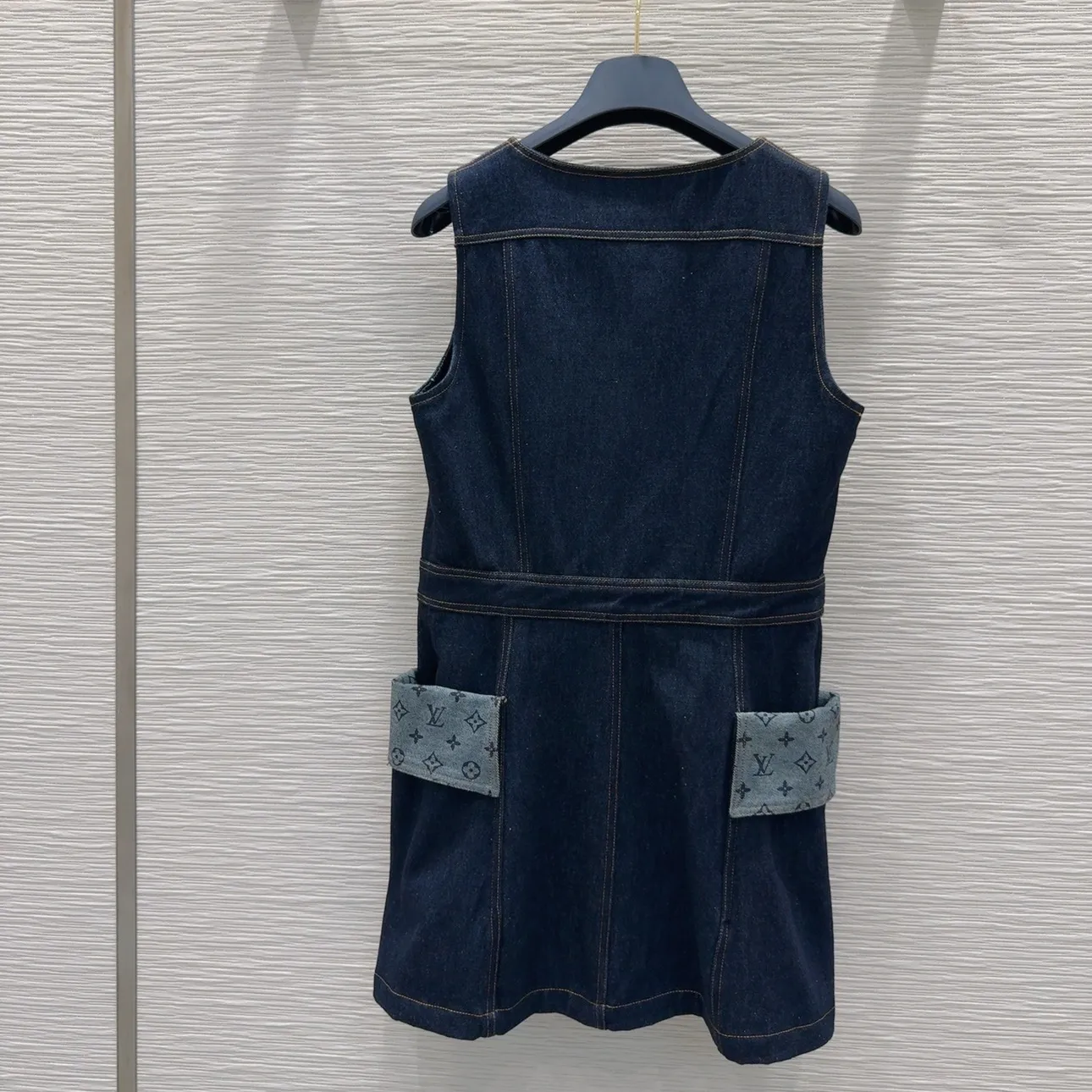 『S-L』オシャレ度UP トレンド感満点 レトロ 気質満点  デニム素材 ワンピース